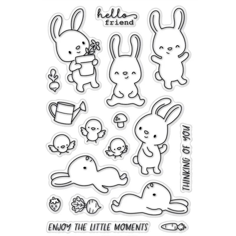 Кролик и птица садовая прозрачная печать штампов для DIY скрапбукинга альбом