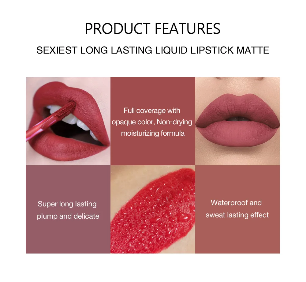 

Waterproof Long Lasting Matte Velvet Lip Gloss Lipstick Pencil Sexy Red Lip Tint Women Lip Stick Fashion Makeup Cosmetics