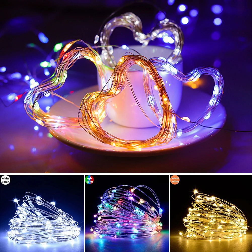 

10m Fairy Lights Copper Wire LED String Lights Christmas Garland Indoor Bedroom Home Wedding New Year Decoration Battery Powered