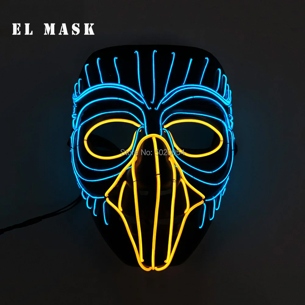 Новое поступление ужас Led Хэллоуин маска EL провода страшная маска для лица светодиодная неоновая маска для вечерние пасхальные карнавальные ночной клуб бар