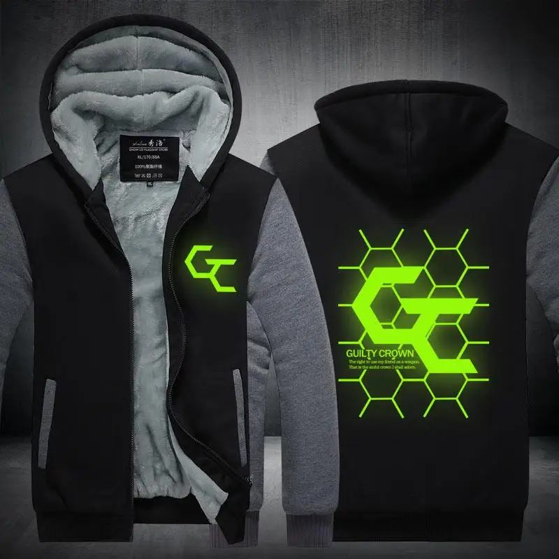 Надпись Guilty Crown GC толстовка с капюшоном утепленный кардиган флисовая YUZURIHA INORI OUMA