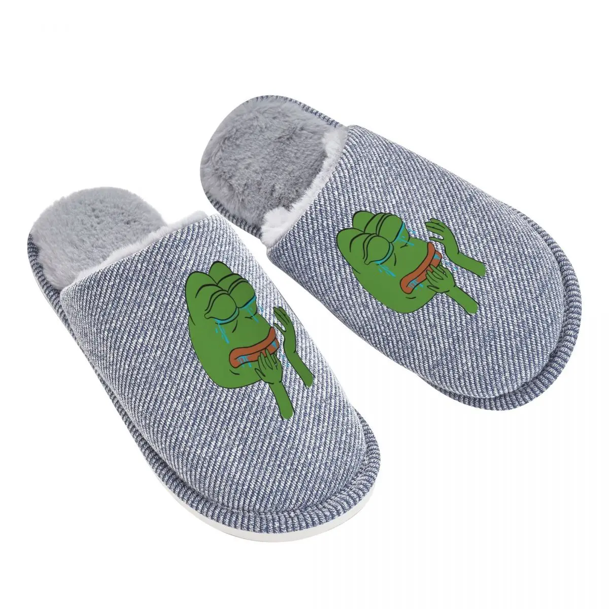 Pepe The Frog Crying Home Slippers Shoes For Men Women Fur Women'S |