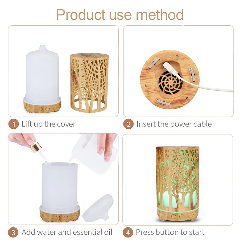 

Wood Aroma Air Humidifier Essential Oil Diffuser Aromatherapy Electric Ultrasonic cool atomizer Mist Maker Mini for Home