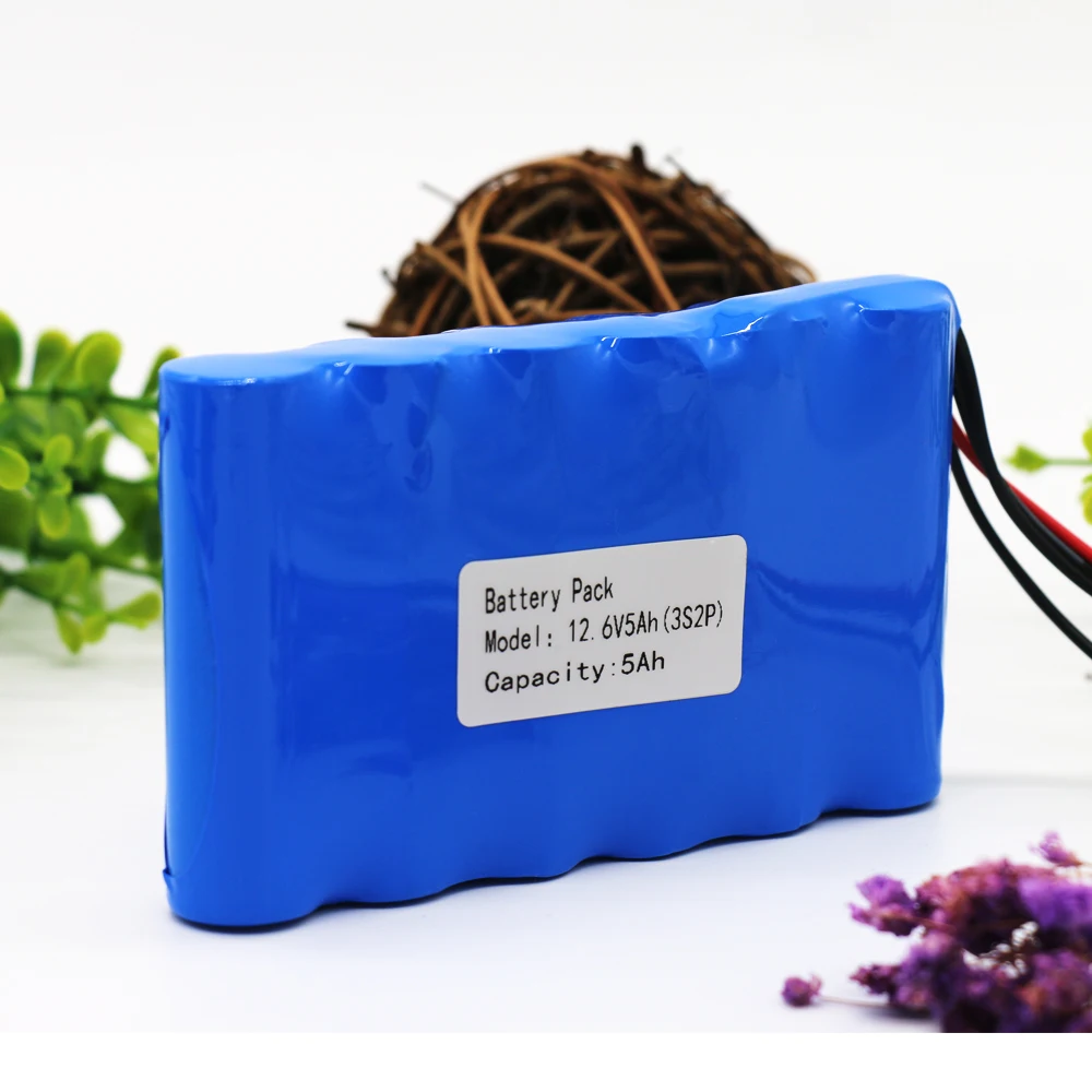 12V Батарея 5Ah 3S2P 11 1 V 12 6 5000 мА/ч литий Батарея-серые кисточки с 5A BMS для Светодиодный
