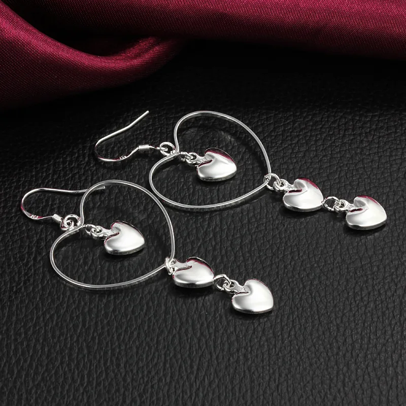 

New 925 Sterling Silver Act Role Ofing Love Heart Set Of Earrings For Woman Wedding Engagement Fashion Party Charm Jewelry
