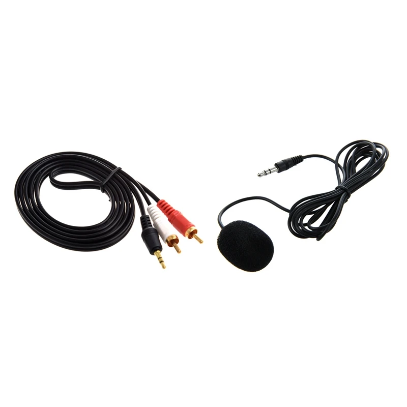 

1 Pcs 3.5Mm Jack To 2 X RCA Phono Audio Cable & 1 Pcs 3.5Mm Clip On Lapel Miniphone For PC Laptop