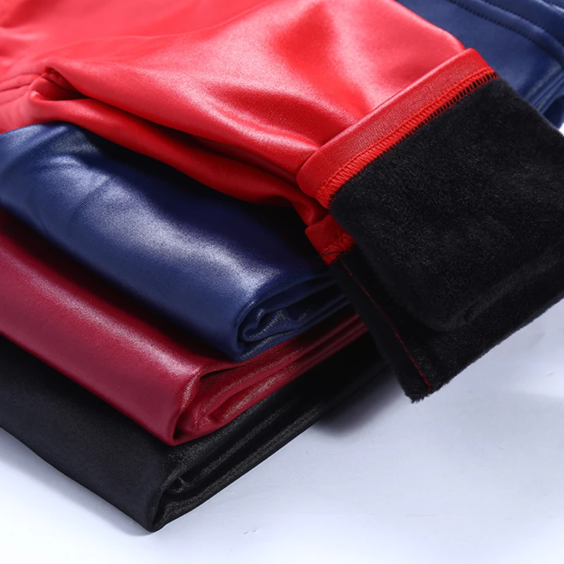 

MJL Winter Girls Leggings Kids Thick Velvet Leggings Pencil Pants Children Warm Trousers Faux PU Leather Legging Slim Pants