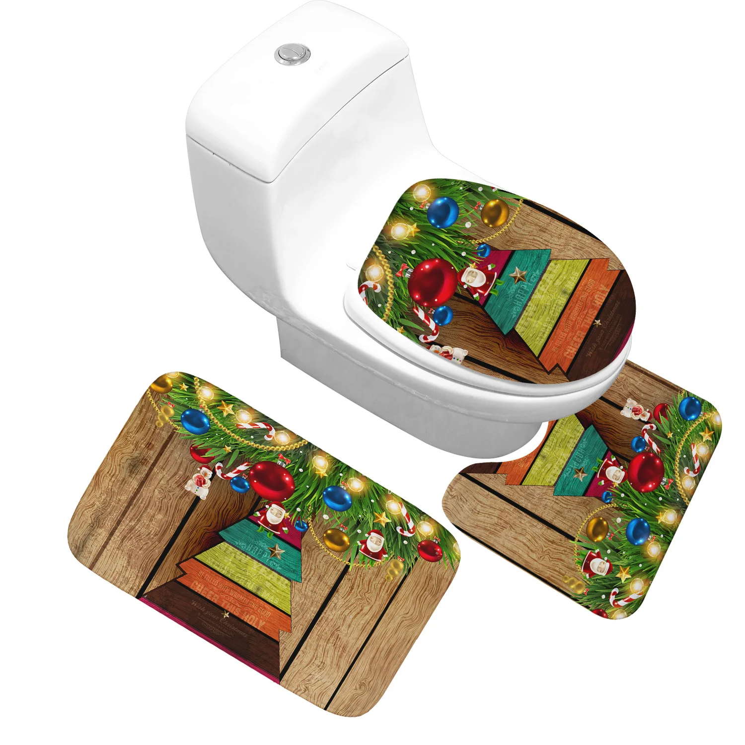 

Printed Christmas Pattern Bath Mats for Bathroom Toilet Carpet Water Absorbent Bathroom Carpets Set Shower Room Rug Floor Mat