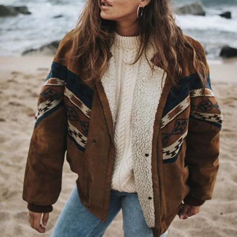 

Winter Women Jacket Coat Patchwork Print Casual Loose Coat Woman Jacket 2021 Winter Streetwear Female Overcoat Plus Size