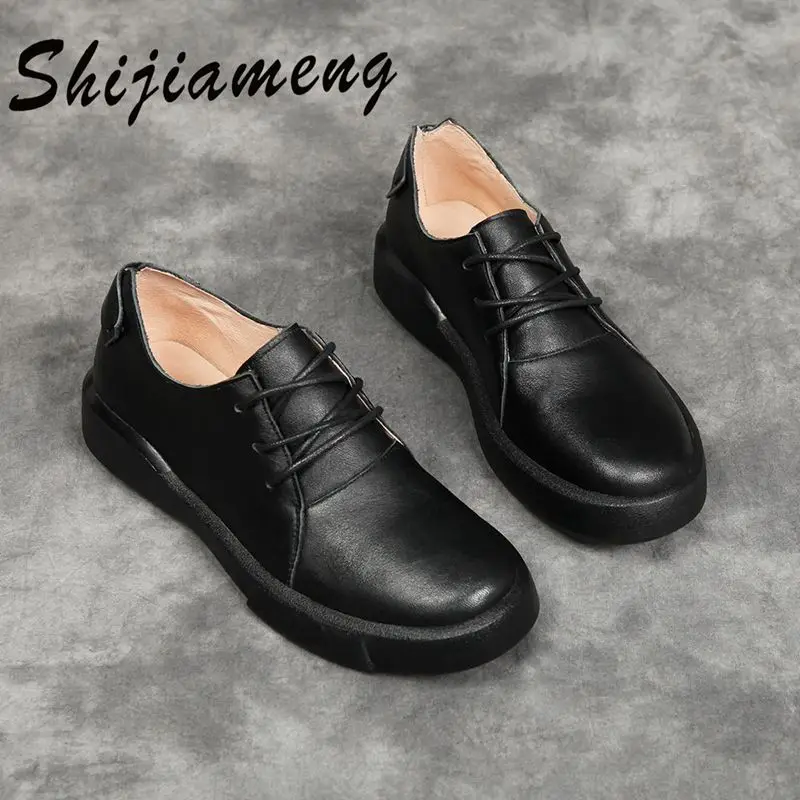 

2021 new leather black single shoes British small leather shoes casual shoes soft leather college style women's shoes
