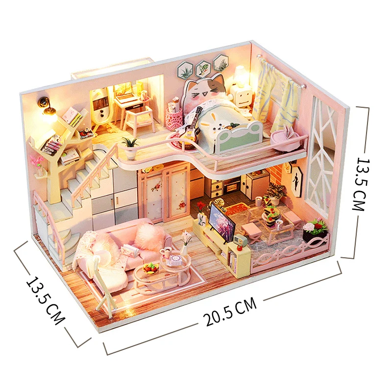 

DIY Doll House Furniture Miniature Dollhouse Kit Toys For Children Handmade Model Building Christmas Gift Wooden House Roombox