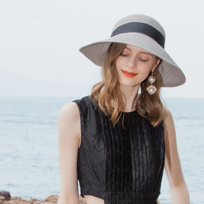 X073 фотобумага соломенная шляпа с широкими полями пляжная Солнцезащитная шляпа летняя дорожная шляпа Панама соломенная шляпа