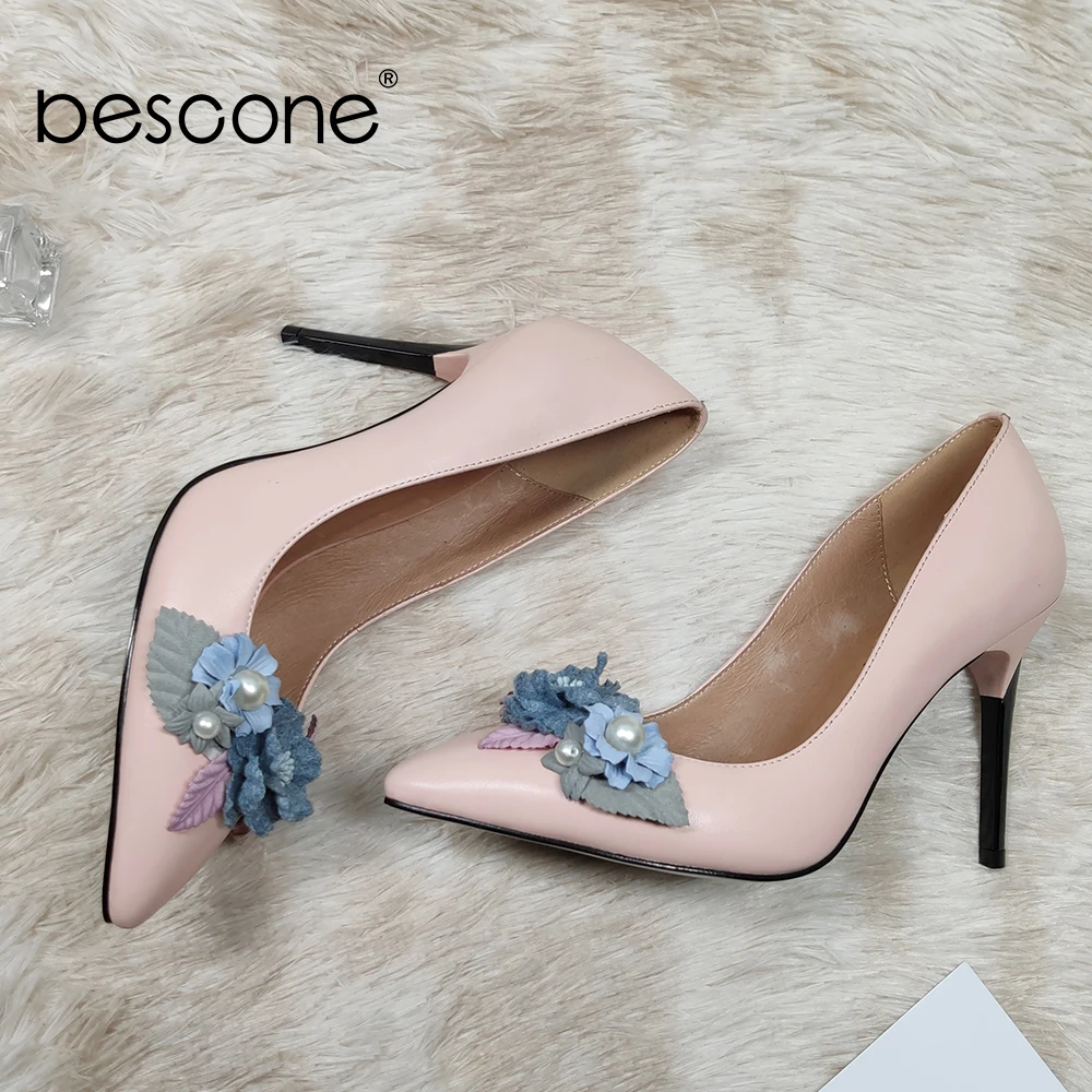 BESCONE/модные туфли лодочки с цветочным узором Высококачественные элегантные