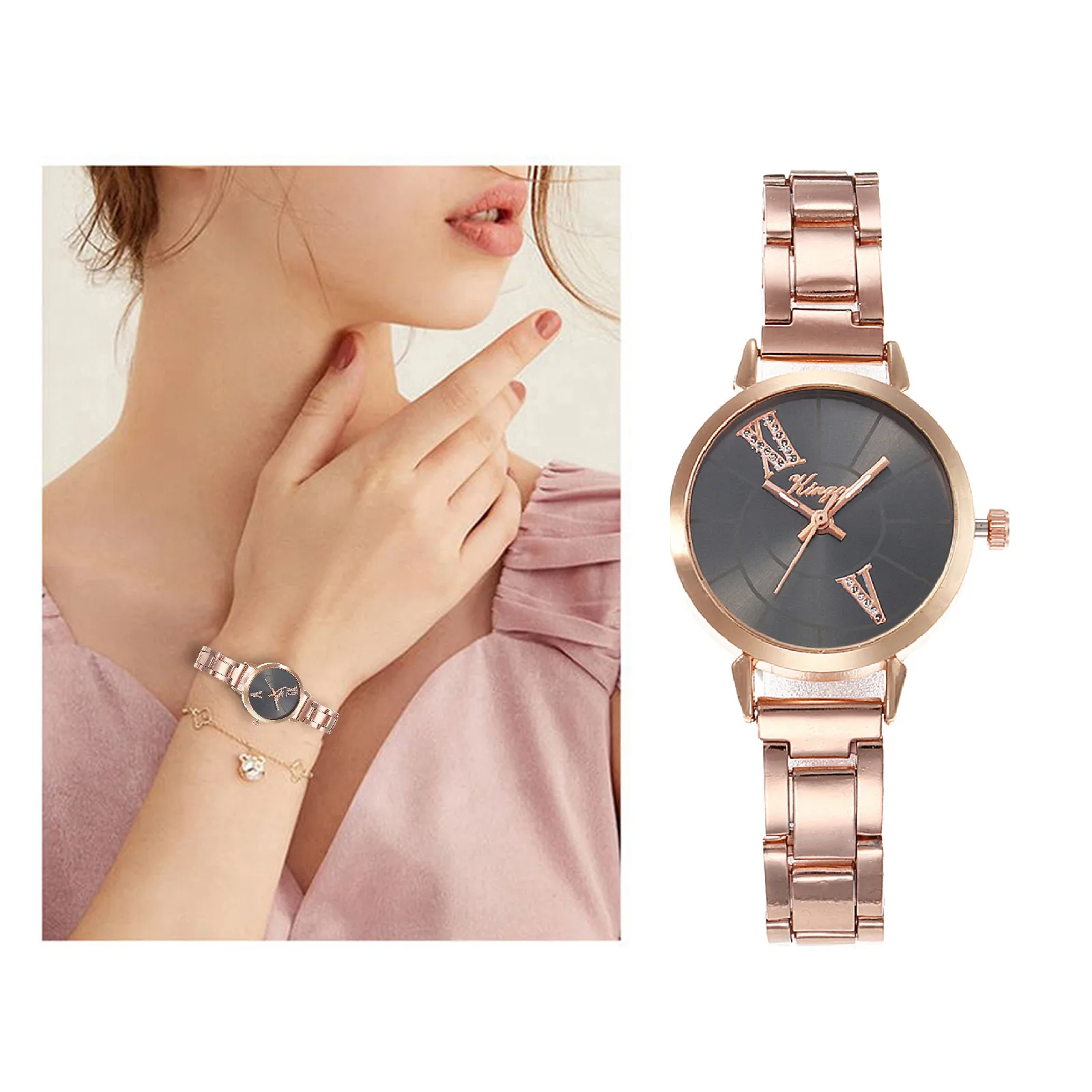 

Women Luxury Ladies Rose Gold Wristwatch Christmas Diamond Stainless Steel Strap Band Analog Quartz Wrist Watches Relojes Mujer