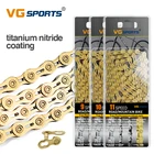 VG Спорт; Большие размеры 9, 10, 11, цепь для скоростного велосипеда Марди Гра Маскарад изделие пустотелое, Titannium покрытием из нитрида велосипедная цепь 116L Ti золото MTB дорожный велосипед цепи