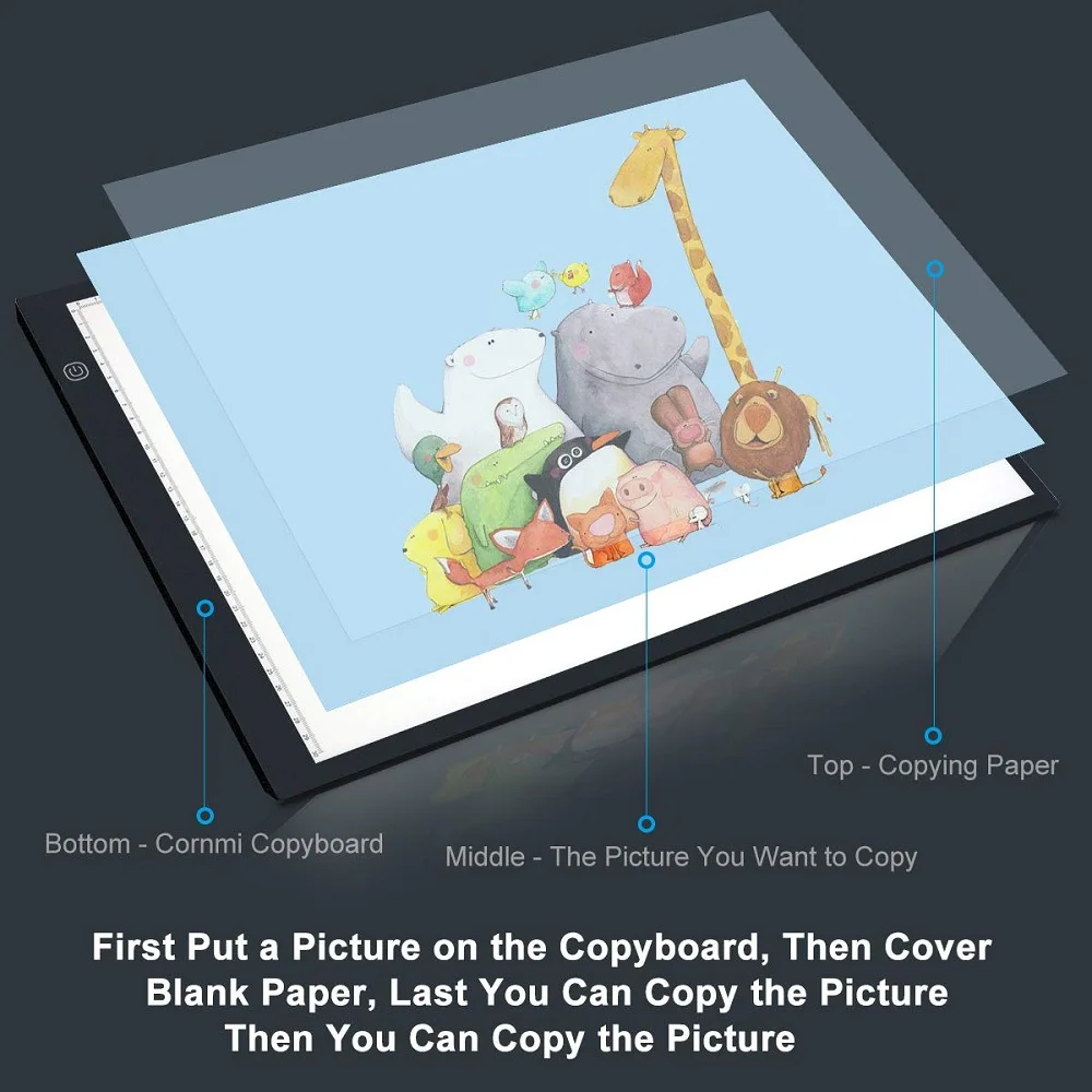 LED Light Box A4 Drawing Tablet Graphic Writing Digital Tracer Copy Pad Board For Diamond Painting Sketch Hotfix Rhinestone | Игрушки и