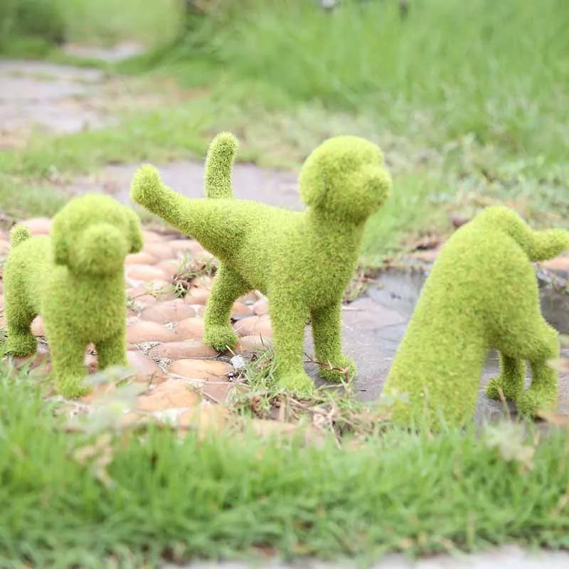 

2021 New Garden Decoration Outdoor Courtyard Grass Green Simulation Flocking Puppy Home Decor Miniature Items Garden Accessories