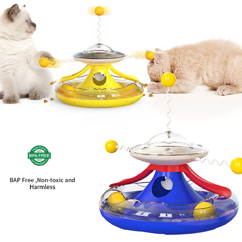 

5-in-1 Tumbler Track Cat Turntable Leaky Feeding Toy Multi-Functional Grocery Dispenser Fun Baseball Interactive Toy