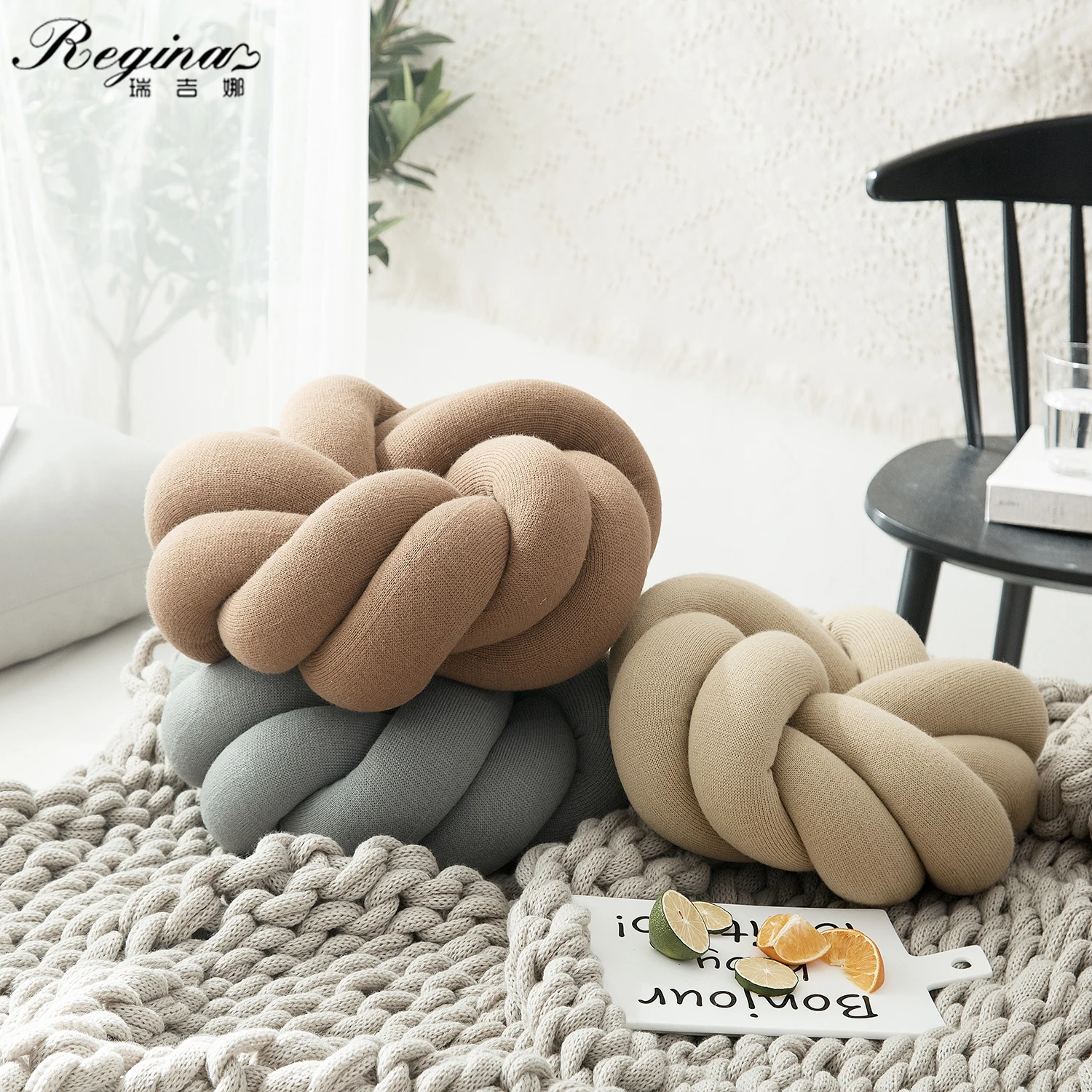 Coj&iacute;n de nudo espalda de mano DIY de algod&oacute;n para coche, almohada Lumbar pentac&iacute;clica, silla de anillo, coj&iacute;n de asiento de sof&aacute;, almohada suave de descanso de mano para oficina almohadas decorativas para habitaciones-0
