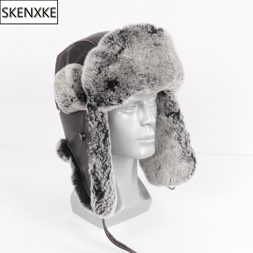 Новое поступление мужская 100% из натурального кроличьего меха шапки-ушанки