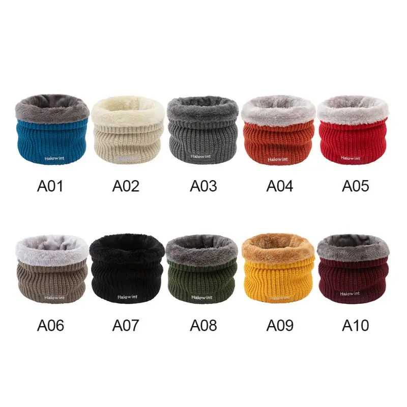

Winter Unisex Warm Wool Single-loop Pullover Bib Letter Solid Color Thick Collar Neck Warmer Scarf Outdoor Cycling Mask