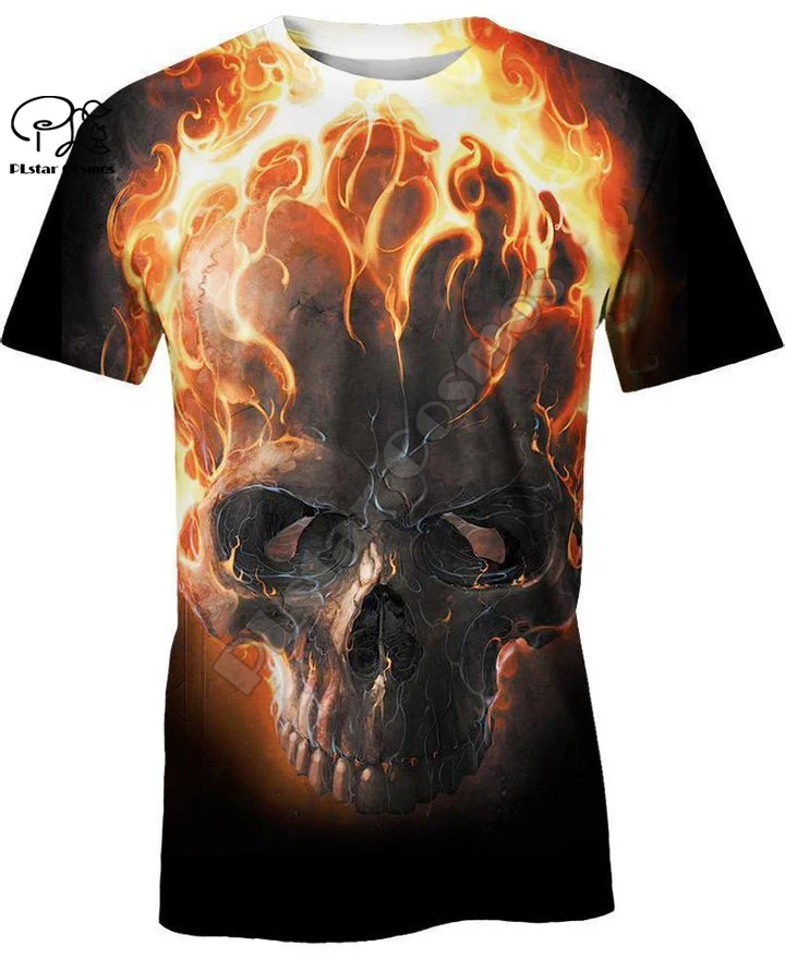 

PLstar Cosmos Skull Art Colorful Funny Ghost Streetwear T-shirt Harajuku 3DPrint Summer Funny Casual Short Sleeve Men/Women A-1