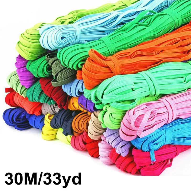 

30M/33yd Length DIY Braided Elastic Band Cord Knit Band Sewing Multi Colors 6mm