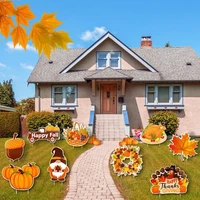 9pcs thanksgiving yard signs with stakes happy fall outdoor decorations pumpkins turkey maple leaf yard sign new style