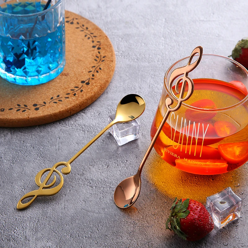 

304 Stainless Steel Spoon Musical Notes Coffee Spoon Stirring Spoon Mug Spoon Music Bar Ice Cream Creative Cutlery Tableware