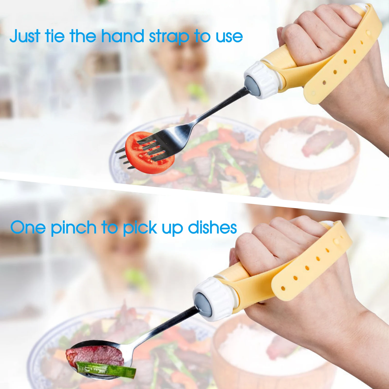 

Fork Spoon Kits For Disabled Patient Arthritis Elder Utensil,Removable Flexible 360 Degree Rotating Tablewares Anti-slip Handle