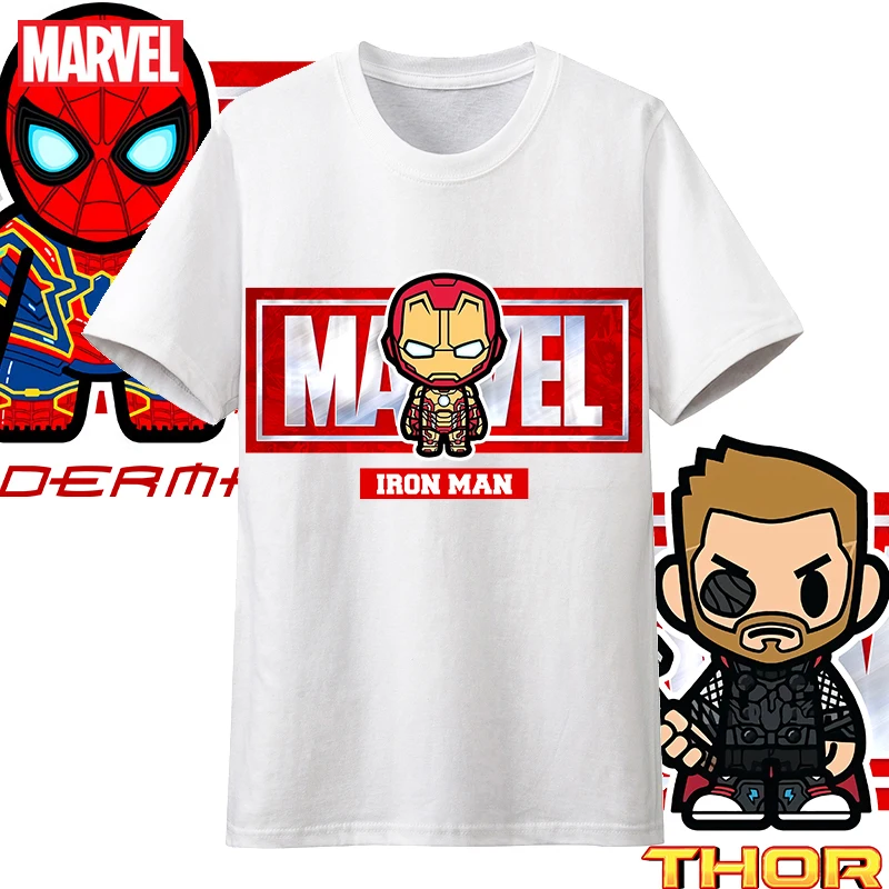 

Disney's new Summer Super Hot Loose Men's Half Sleeve Marvel Iron Man PrintCottonShort Sleeve T-Shirt Youthful vitality tshirt