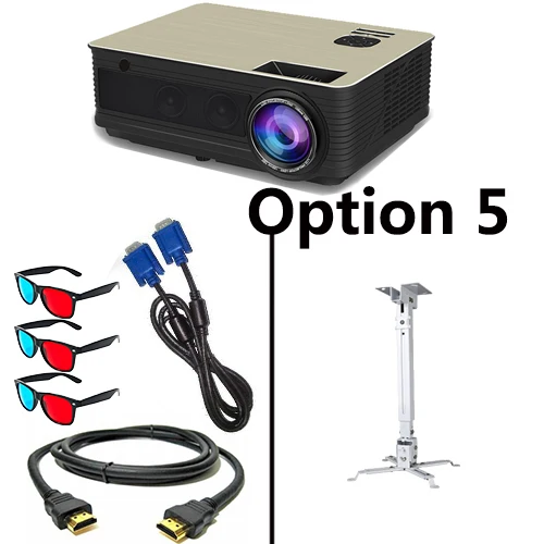 Poner Saund M5 светодиодный проектор 5500 люмен Full HD 1080P двойные HIFI динамики с 10 м HDMI штатив 3D Proyector lcd Vs светодиодный 96 - Цвет: Option 5