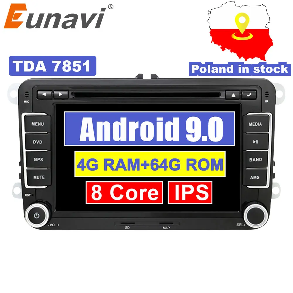 Eunavi 2 Din Android 9 0 автомобильный аудио dvd плеер радио для VW GOLF 6 Polo Bora JETTA B6 PASSAT Tiguan SKODA