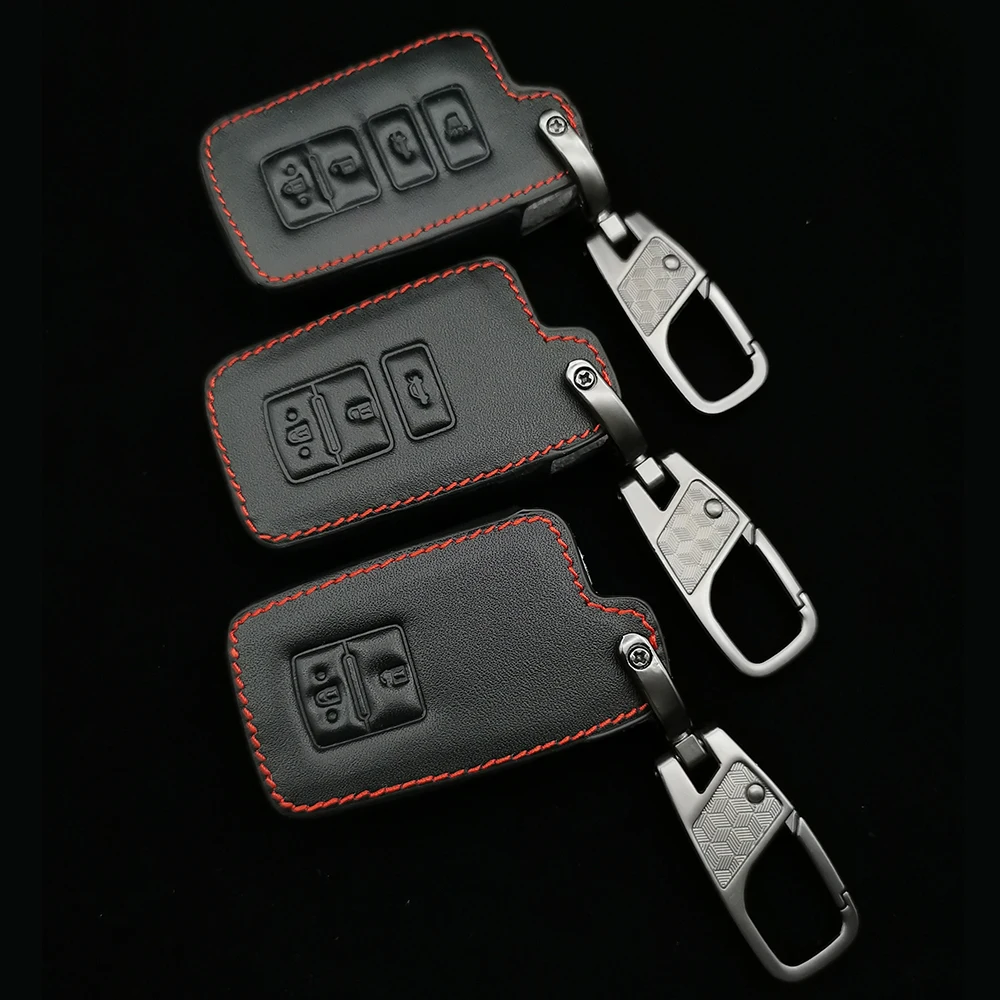 

Leather Car Key Case For Toyota Camry Avalon Rav4 2013 2014 2015 2/3/4 Button Keyless Remote Smart Key Protector Cover Keychain