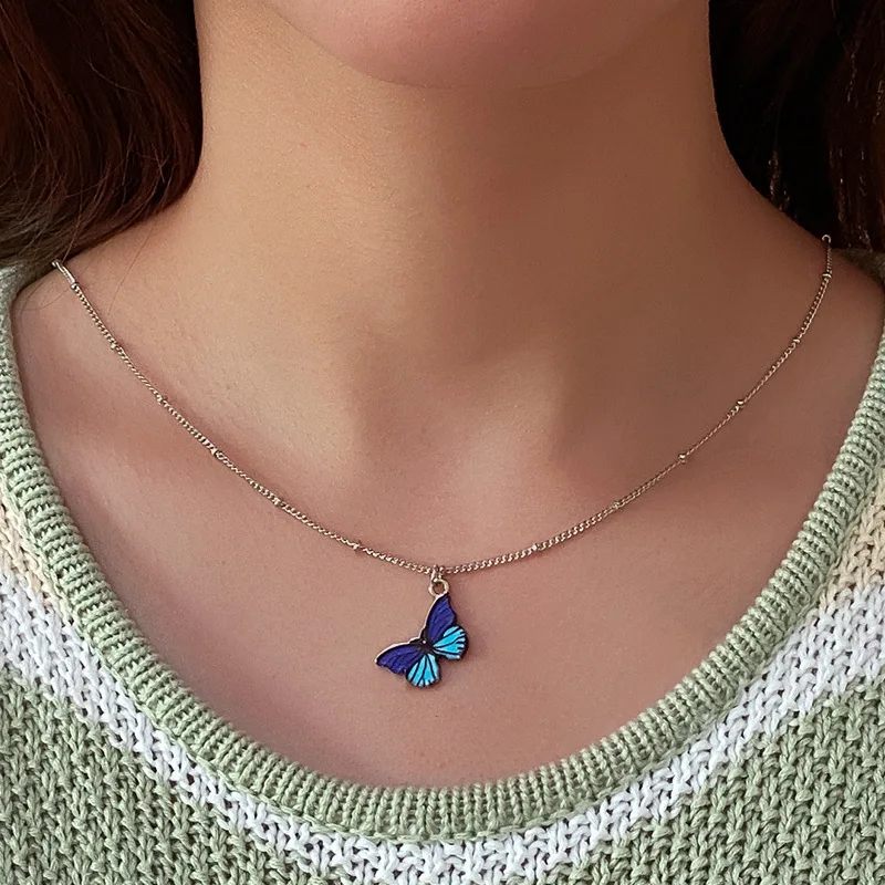 MiFaViPa богемное милое синее ожерелье чокер с бабочкой для женщин цепочка ключицы