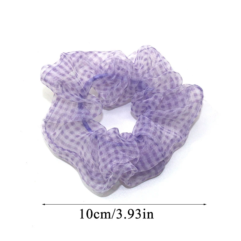 Женские резинки из органзы с принтом в клетку эластичные для волос повязка на