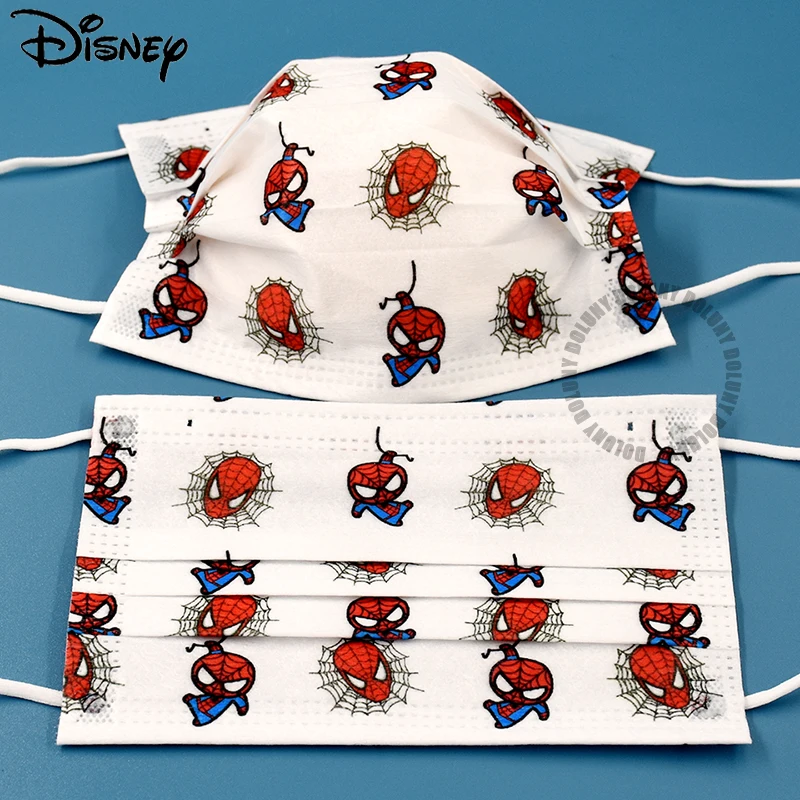 

Cute Spiderman Boy Disposable Mask Disney Cartoon Pattern Children's Face Mask 3ply Dust-proof Hypoallergenic Mouth Nose Covers
