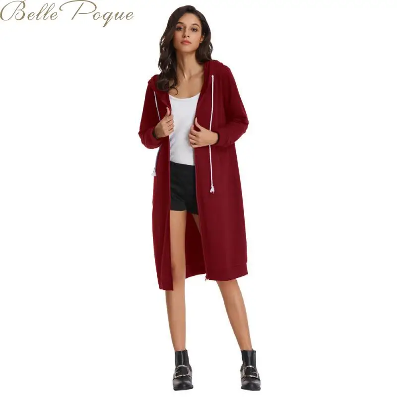 Belle Poque Новинка осени 2020 повседневные куртки на молнии с капюшоном Свободный