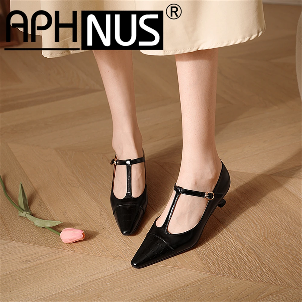 

APHNUS Womens Shoes Buckle Low Mid Heels Pumps Woman 2021 Shoes For Women New