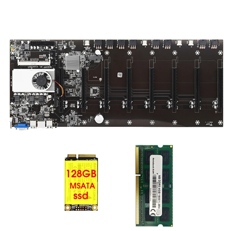 

Семейная материнская плата для майнинга, 8 GPU, для майнинга биткоинов, Etherum, 128 ГБ MSATA SSD DDR3, 8 ГБ, 1600 МГц, комплект ОЗУ