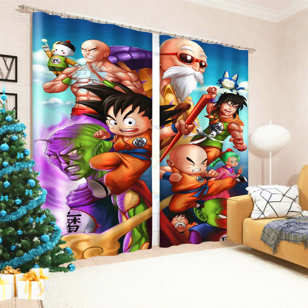Аниме Жемчуг дракона Z 2 панелей/идут в комплекте оконные шторы блокировать ткань