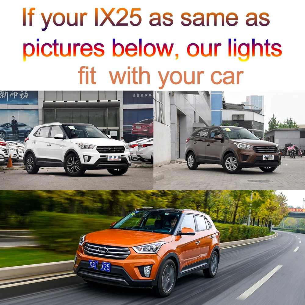 

2 PCS Turn Signal Yellow LED Daytime Running Lights ABS LED Day Lights DRL for Hyundai ix25 2014 2015 2016 Fog Lamp Cover Holes