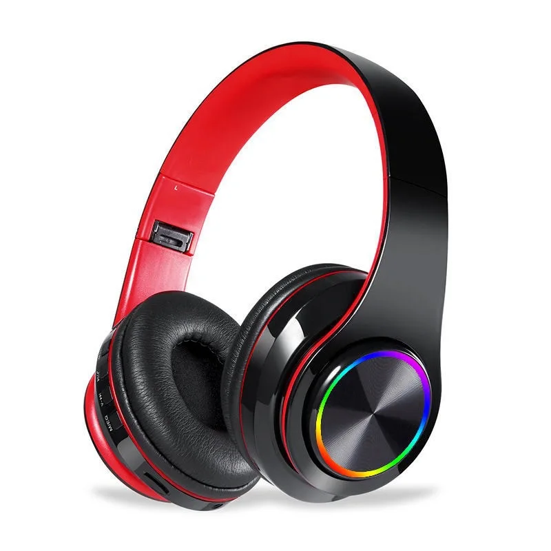 

Wireless Bluetooth Headset Color LED Light High-fidelity Stereo Headset Built-in TF Card Slot Microphone To Eliminate Noise