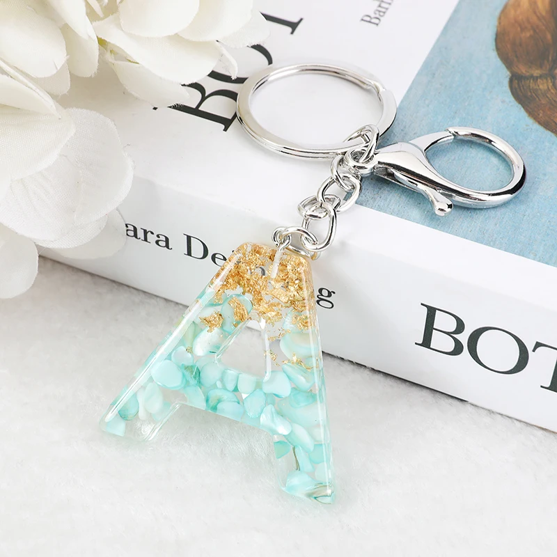 1 шт. брелок с голубым алфавитом английскими буквами блестящий градиентный