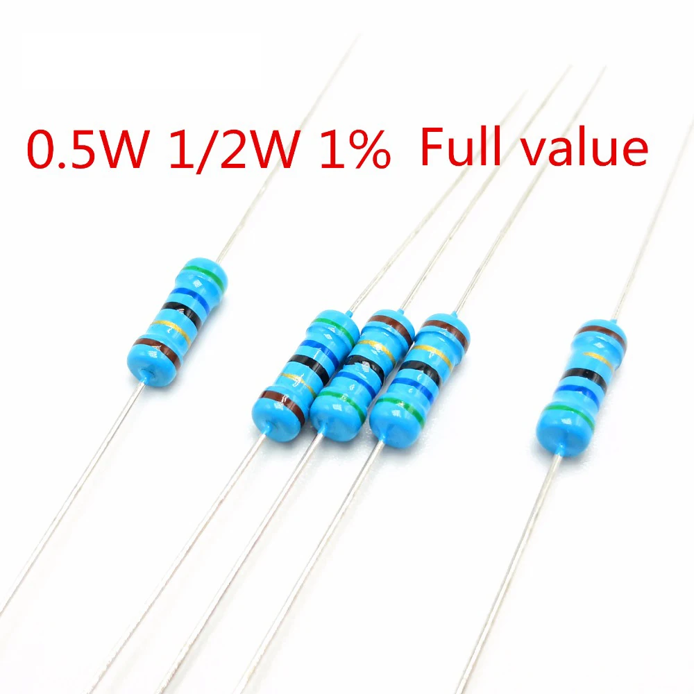 100pcs 1 2w 0 5w Metal Film Resistor 0 5 W 0 1r 2 2m Ohm Resistors 1k 10k 100k 1 1r 150r 180r 0r 2r Full Value Available Buy At The Price Of 1 40 In Aliexpress Com