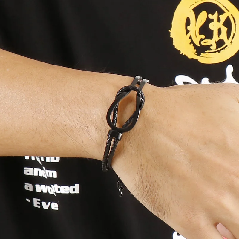 

Hip Hop Three Colors Stainless Steel Cowhide Leather Bangles Bracelets For Men Link Charm Lobster Clasp Jewelry