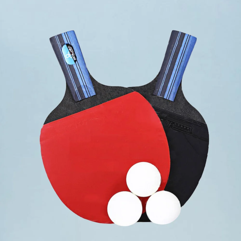 

Table Tennis Racket Double Side Reverse Rubber Faced Beginner Training Ping-pong Board Table Tennis Racket Set (Long Handle, Ran