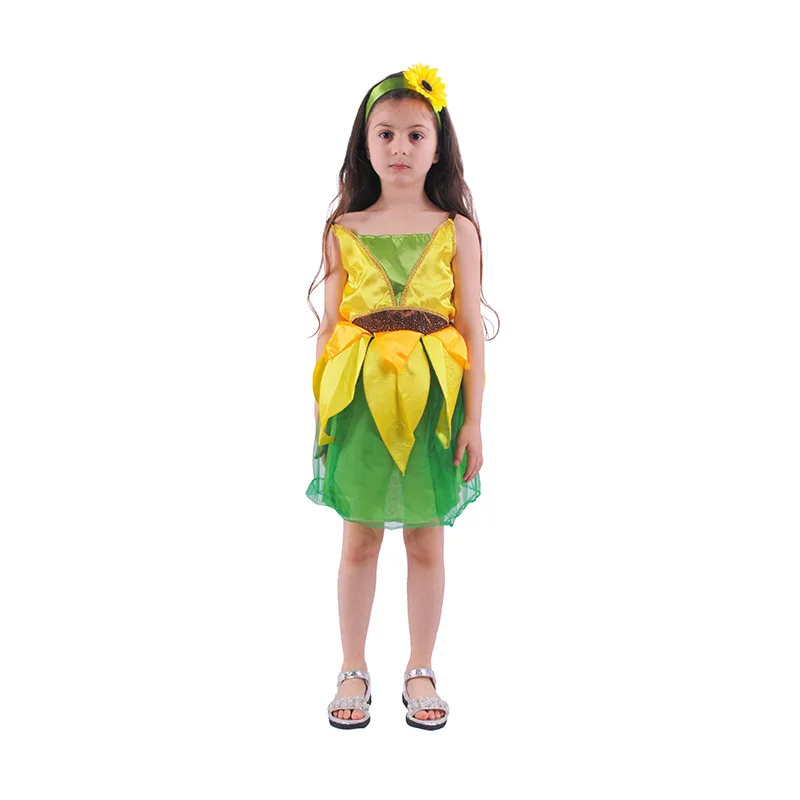 

Child Kids Sunflower Costume Cosplay for Girls Halloween Purim Carnival Party Fantasia Dress up