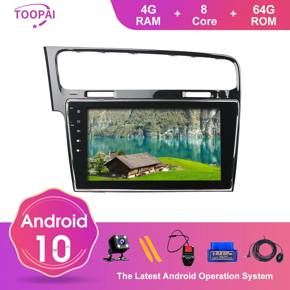Автомагнитола TOOPAI Android 10 для Volkswagen VW Golf 7 2013 2017 головное устройство с GPS навигацией