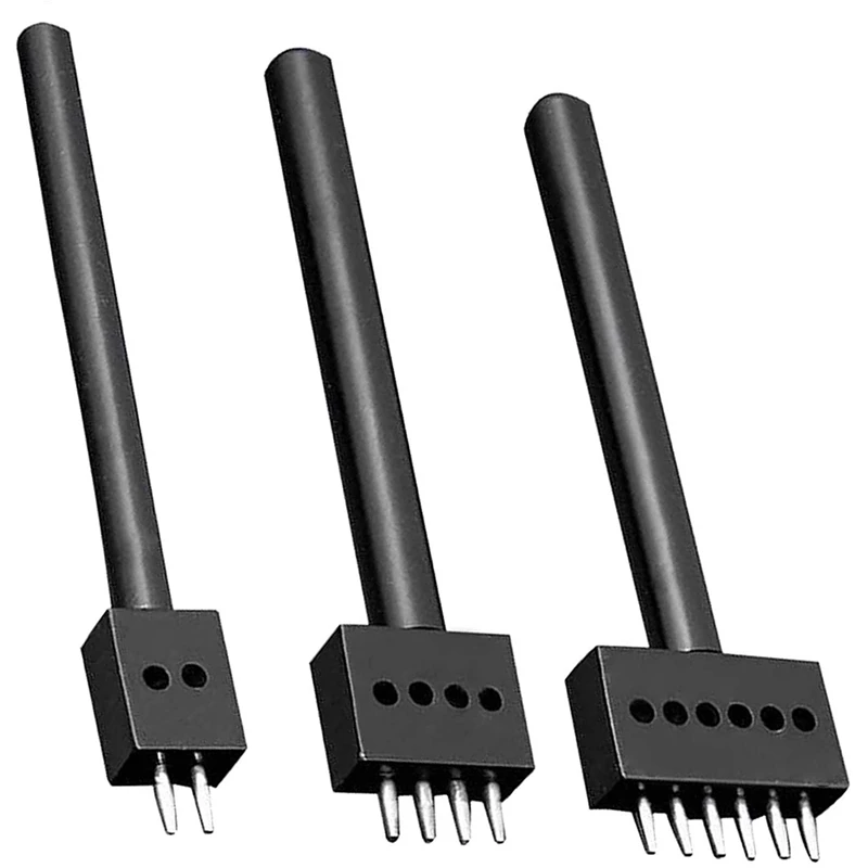 

Prong Punch Tool Set 3Pcs 5mm Leather Row Round Hole Tooth Punch Tool, 2/4/6 Prong Circular Cut Lacing Stitching Chisel